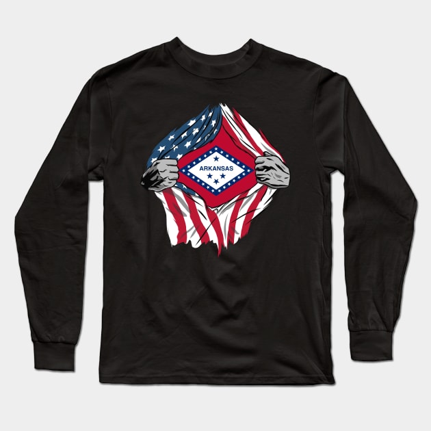 USA American Grown Arkansas Flag Long Sleeve T-Shirt by tobzz